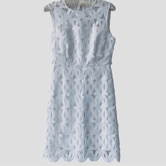 MILLY SIENNA EMBROIDERED SCALLOP LACE SLEEVELESS  DRESS IN WHITE SIZE 2 - Picture 15 of 16